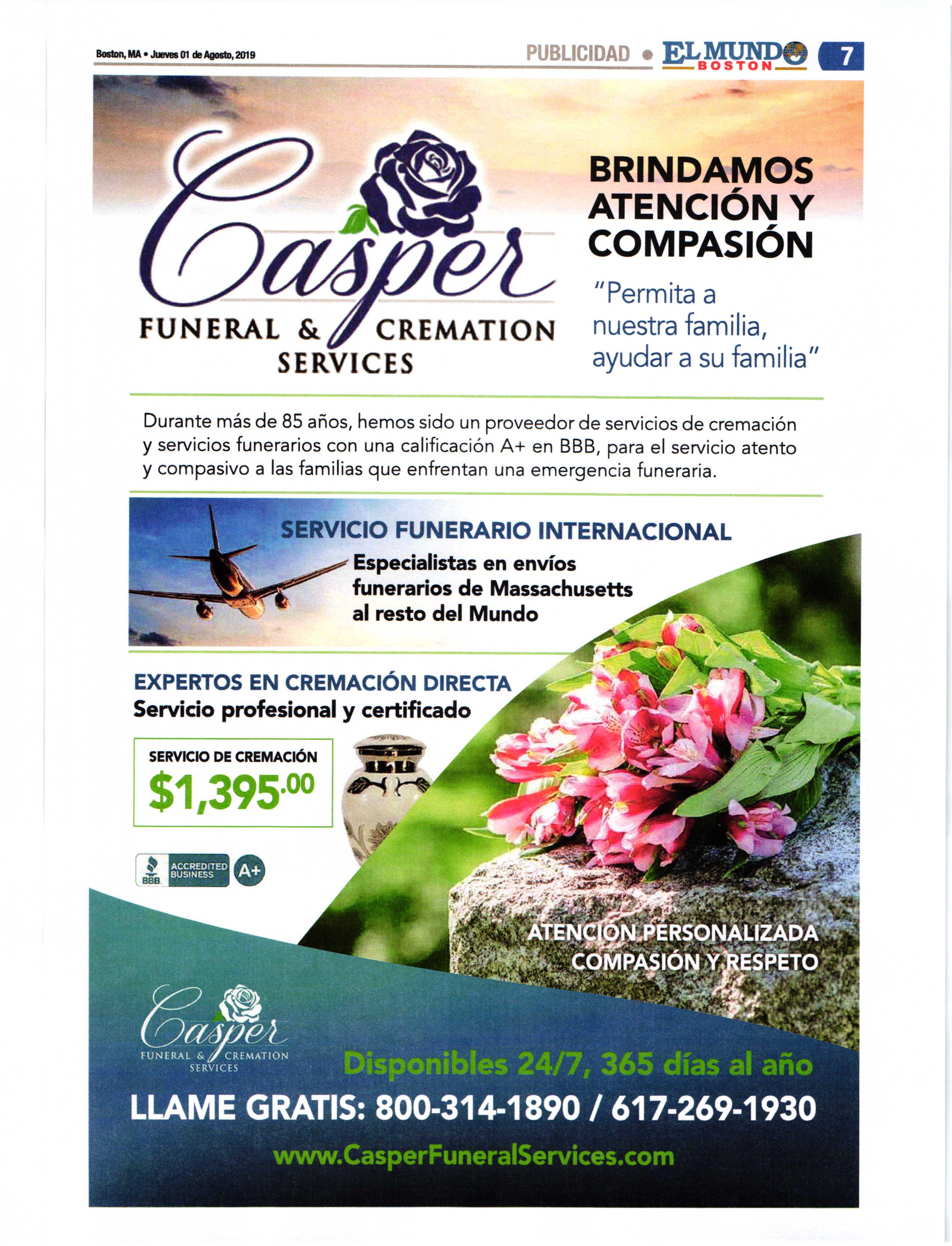 se habla espanol - servicio funerario internacional, expertos en cremacion directo en Boston, MA